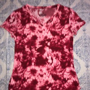 Pink and Red Tie Dye V-Neck